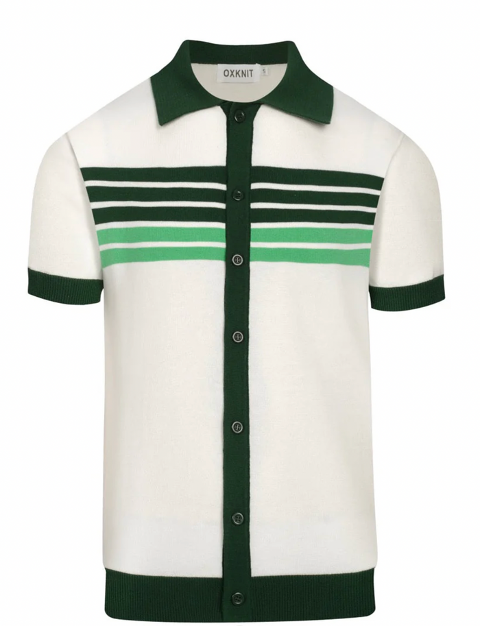 Green Retro Fashion Striped Knitted Cardigan