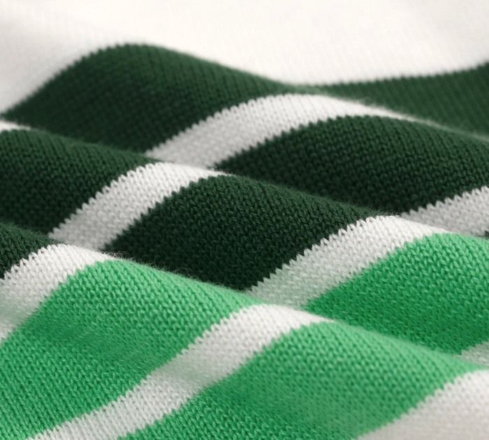 Green Retro Fashion Striped Knitted Cardigan