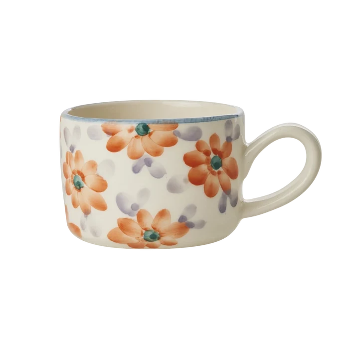 Hand Painted Floral Cappuccino Cup 6.70z