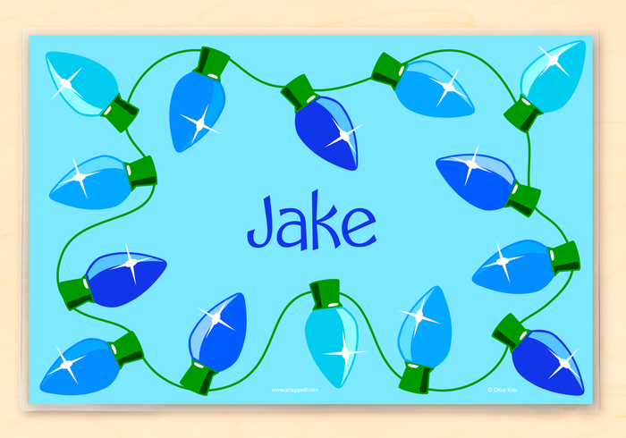 Hannukah Lights Personalized Kids Placemat 18" x 12" with Alphabet - Custom USA