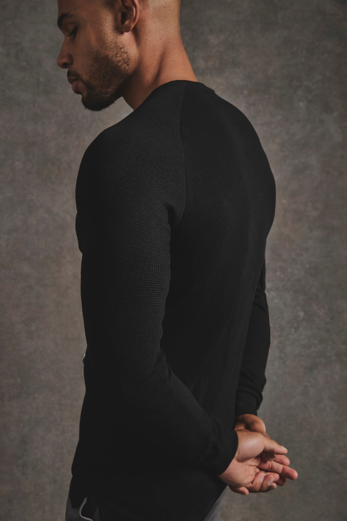 Heavy Weight Textured Crew Neck in Black - TAILORED ATHLETE - USA