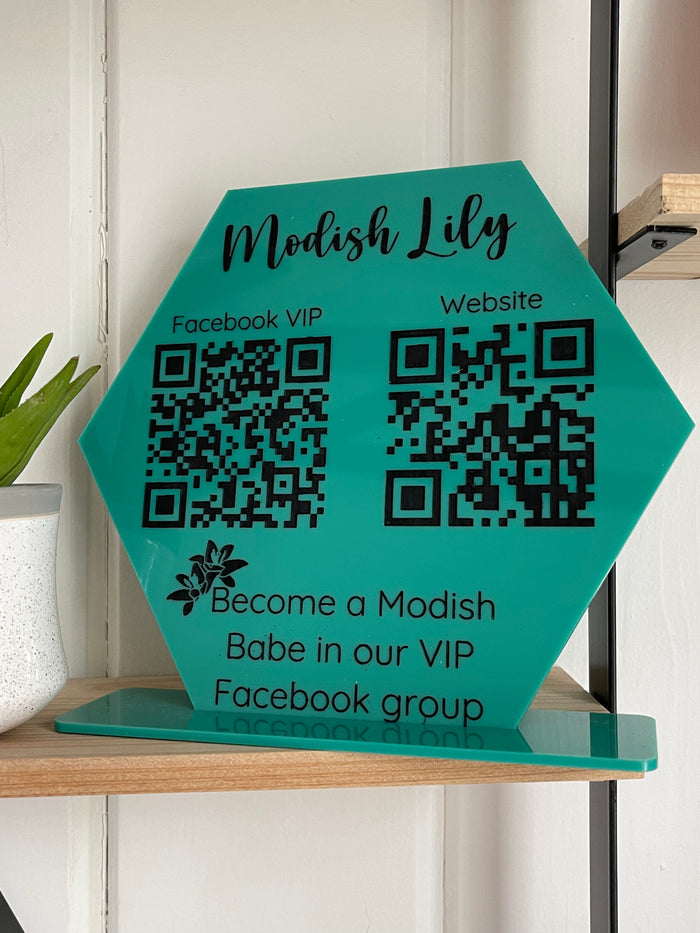 Wholesale | 1 pc | QR Code Social Media Acrylic Sign - Hand Painted