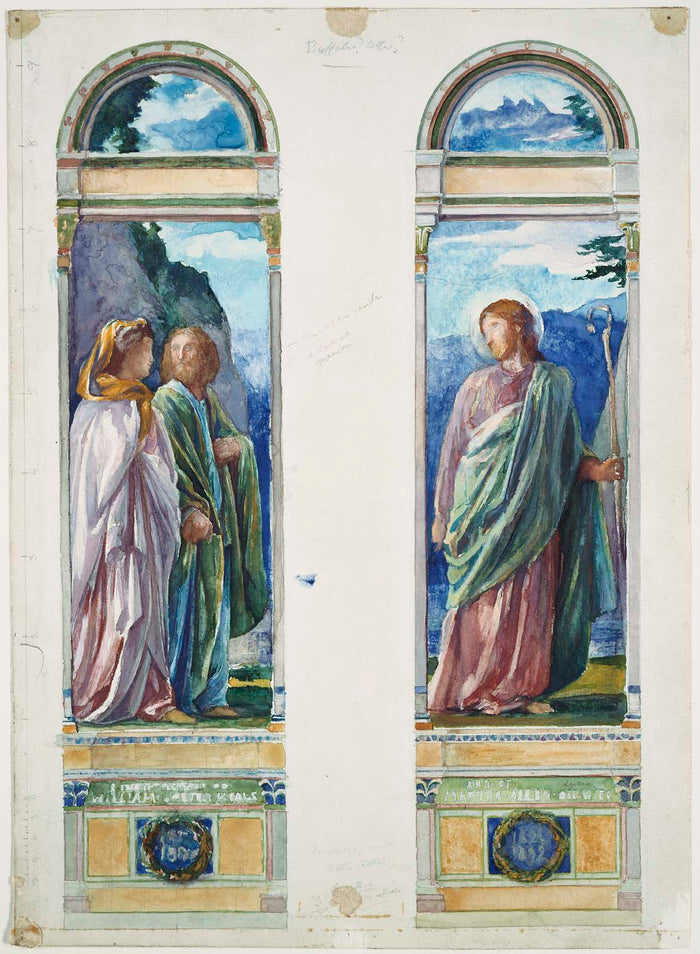 John La Farge, Christ and the Pilgrims (Studies for Memorial Windows to Mr. and Mrs. William Gordon Means)