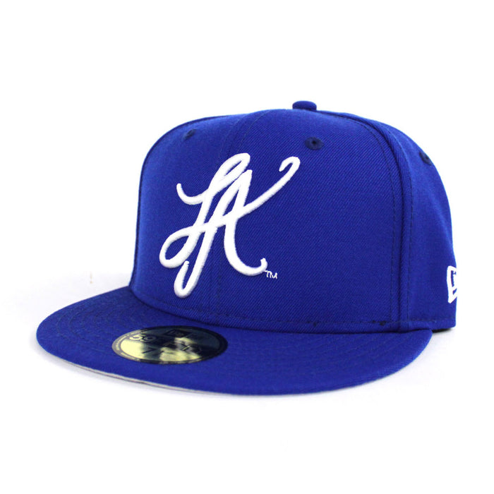 LA Script New Era 59Fifty Hat (LA DODGERS COLORS GRAY UNDER BRIM)