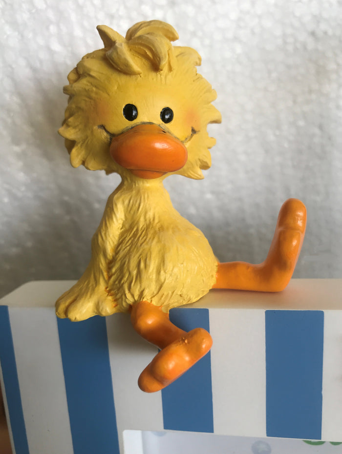 Little Suzy's Zoo Witzy Duck & Lulla Bunny Baby Animals Nursery Keepsake Photo Frame for 4" x 6" Picture Blue White Striped Wilton Industries 2003