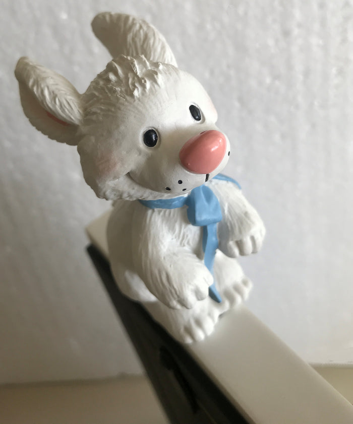 Little Suzy's Zoo Witzy Duck & Lulla Bunny Baby Animals Nursery Keepsake Photo Frame for 4" x 6" Picture Blue White Striped Wilton Industries 2003