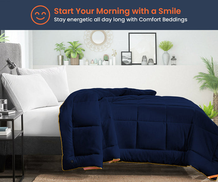 Blush and Navy Blue Reversible Comforter