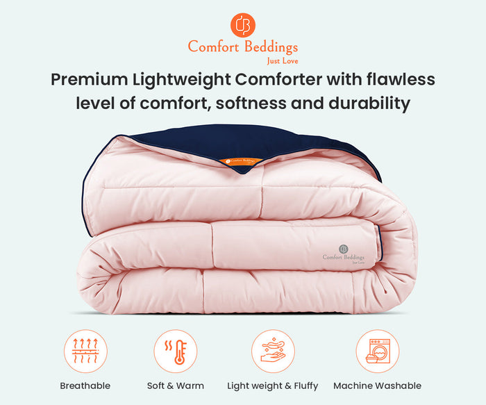 Blush and Navy Blue Reversible Comforter