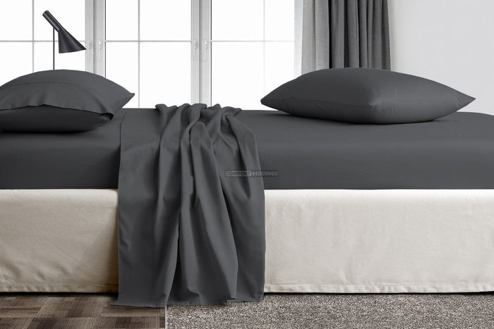 Dark Grey Flat Sheets Set