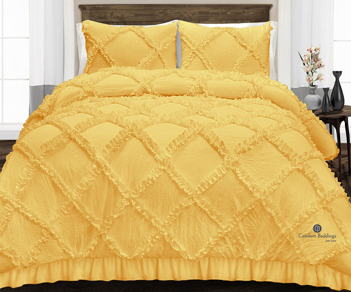 Golden Diamond Ruffle Comforter