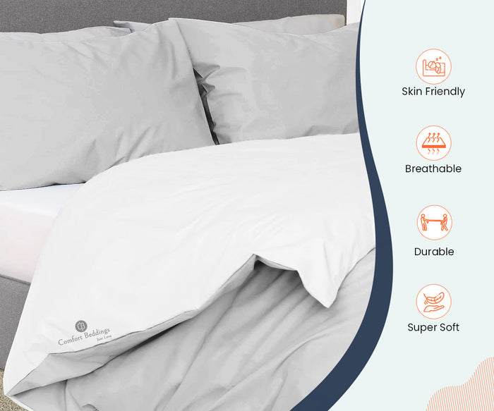 Light Grey Reversible Duvet Covers