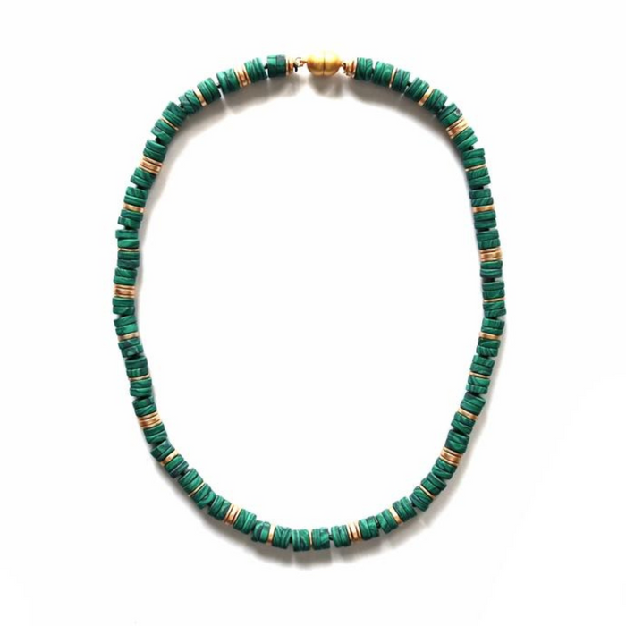 Malachite & Gold Discs Necklace