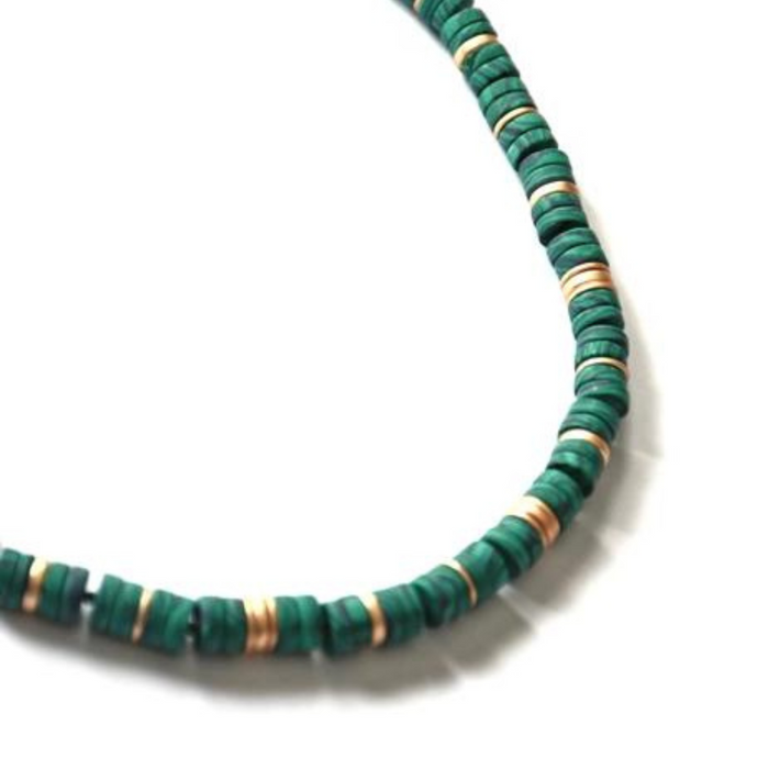 Malachite & Gold Discs Necklace
