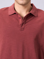Men's 100% Organic Cotton Regular Fit Long Sleeves Polo Tshirt Red