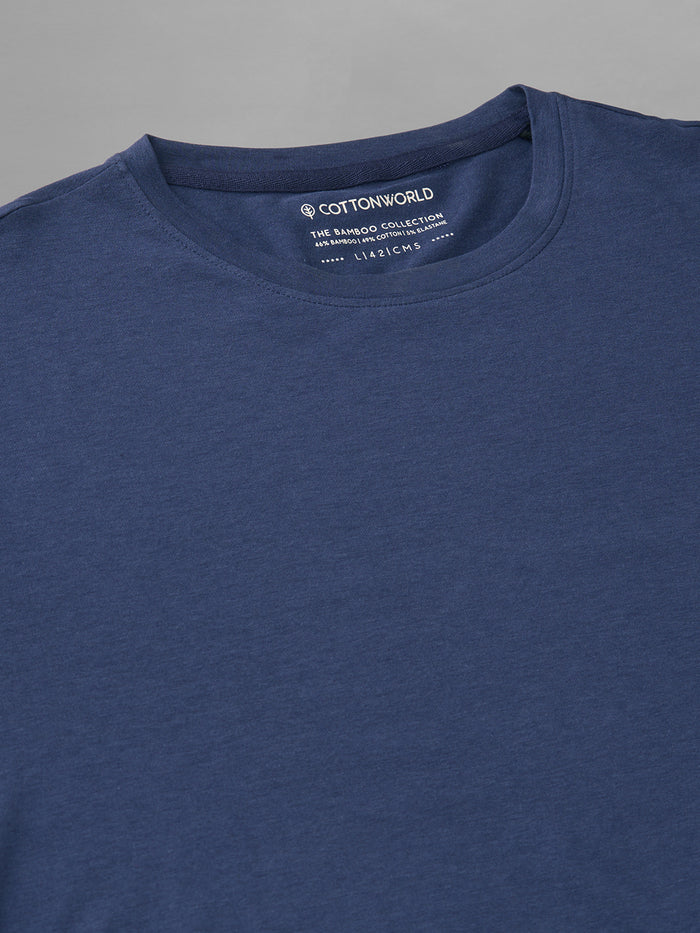 Men's Lavender Cotton Bamboo Elastane Regular Fit Tshirt