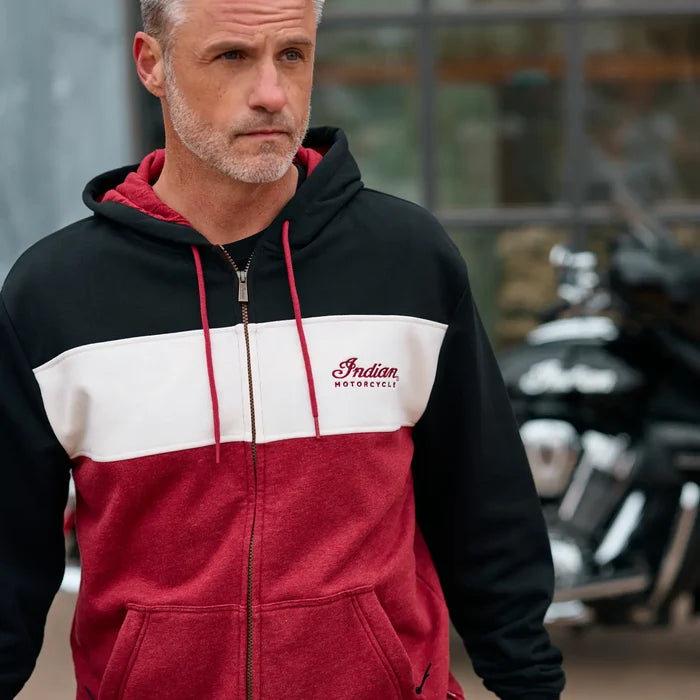 Men's Script Logo Colorblock Hoodie, Red