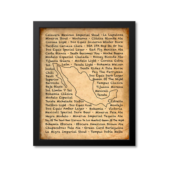 Mexico Beer Map Art Print