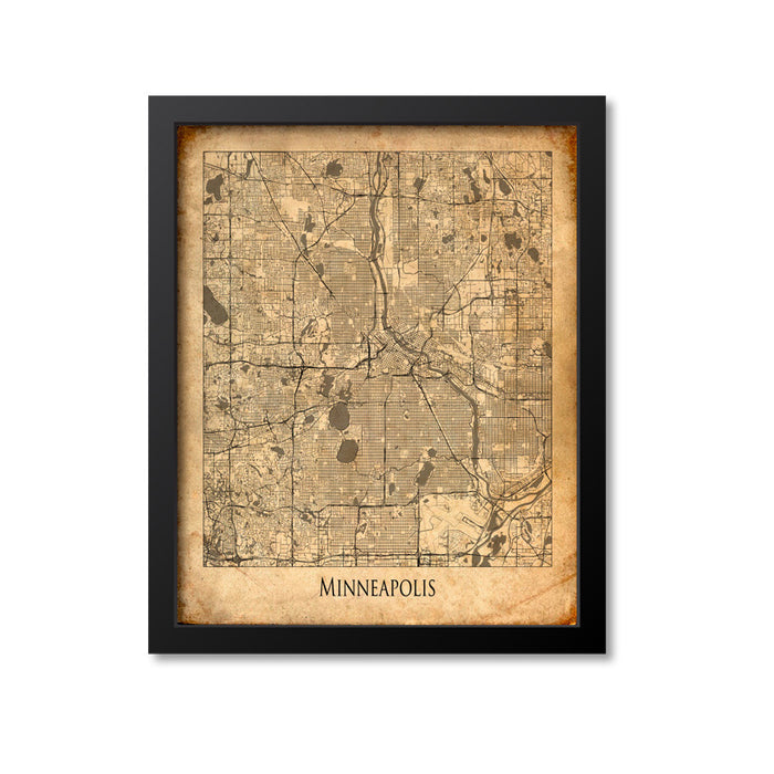 Minneapolis Map Art Print, Minnesota