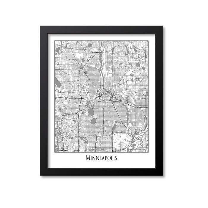 Minneapolis Map Art Print, Minnesota