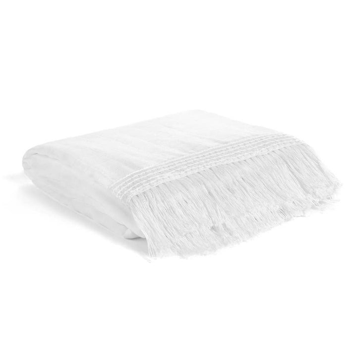 Modern Burlap Organic Cotton Muslin White Fringe Swaddle
