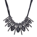 N2574 - Black Gemstone Pendant Necklace