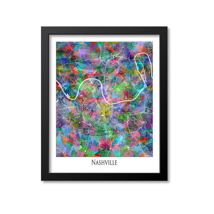 Nashville Map Art Print, Tennessee