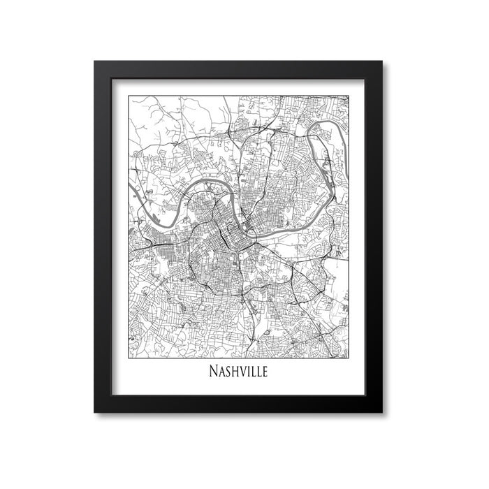 Nashville Map Art Print, Tennessee