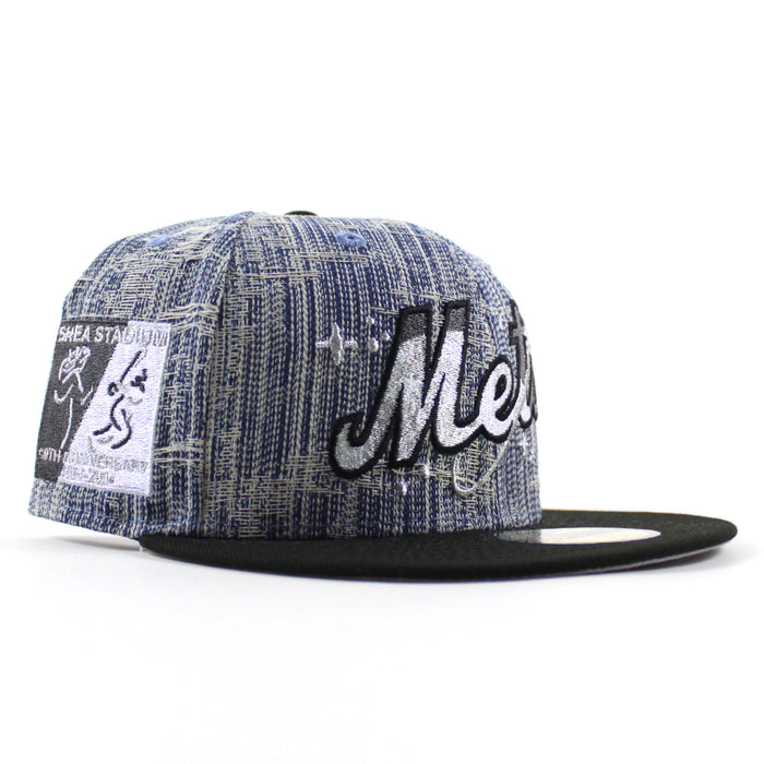 New York Mets Shea Stadium New Era 59Fifty Fitted Hat (Denim Black Gray Under Brim)