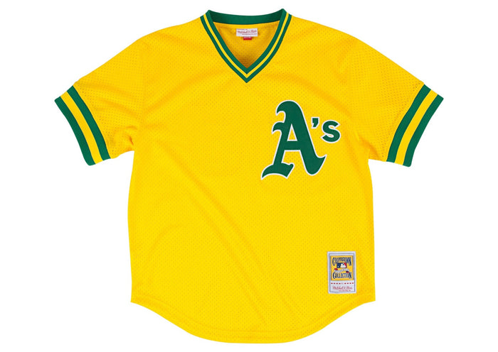 Oakland Athletics #35 Rickey Henderson Mitchell & Ness 1984 Authentic Mesh BP Jersey