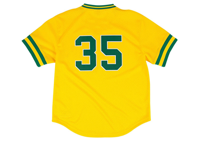 Oakland Athletics #35 Rickey Henderson Mitchell & Ness 1984 Authentic Mesh BP Jersey