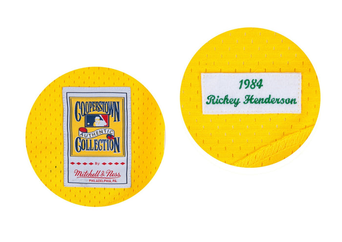 Oakland Athletics #35 Rickey Henderson Mitchell & Ness 1984 Authentic Mesh BP Jersey