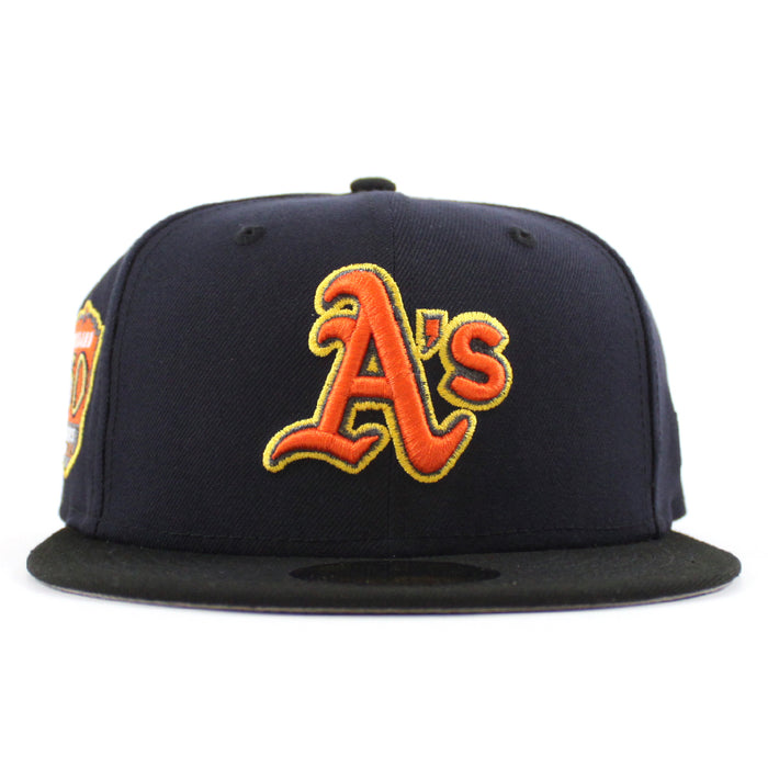 Oakland Athletics Elephant patch New Era 59Fifty Fitted Hat (Navy Black Gray Under Brim)