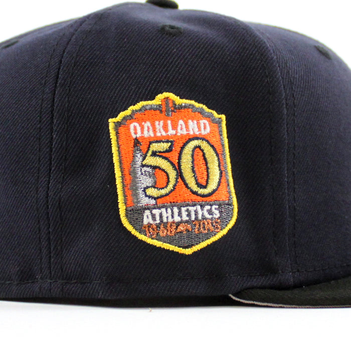 Oakland Athletics Elephant patch New Era 59Fifty Fitted Hat (Navy Black Gray Under Brim)