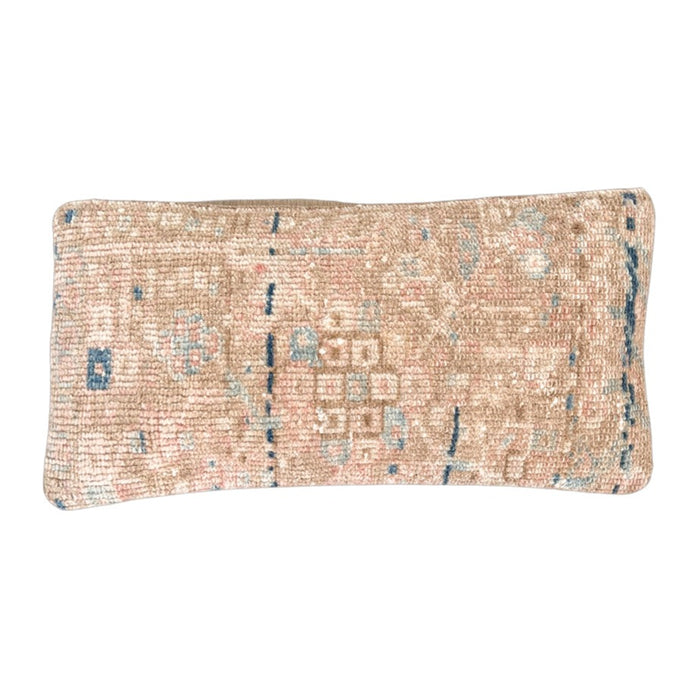 Handmade Turkish oushak pillow cover made with vintage rugs 8x16 beige