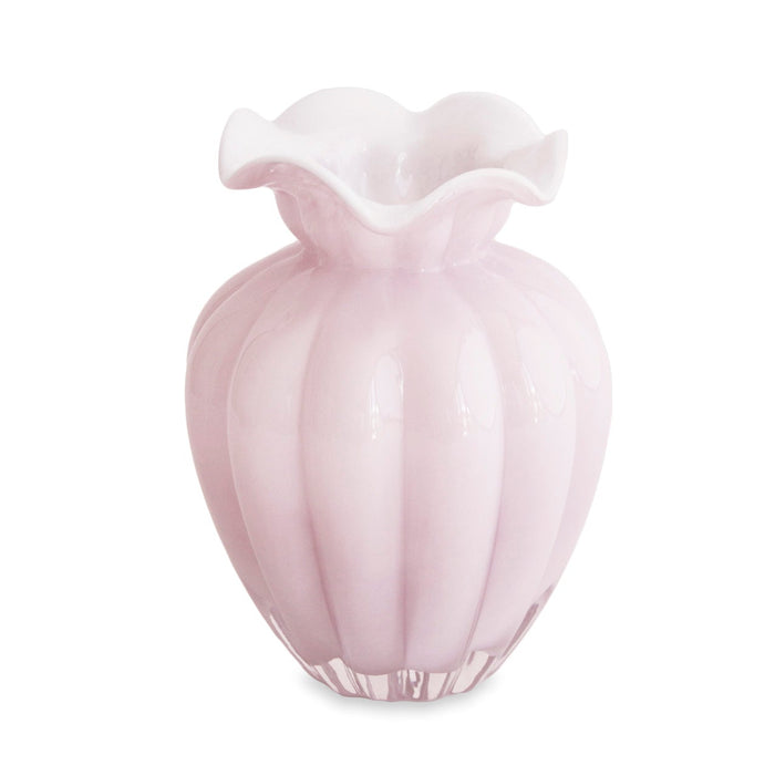 Beatriz Ball Glass Petal Large Vase Camellia — Camellia pink petal-shaped vase isolated on white