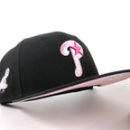 Philadelphia Phillies Cardinals Patch 59Fifty New Era Fitted Hat (Black Pink Under Brim)