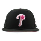 Philadelphia Phillies Cardinals Patch 59Fifty New Era Fitted Hat (Black Pink Under Brim)