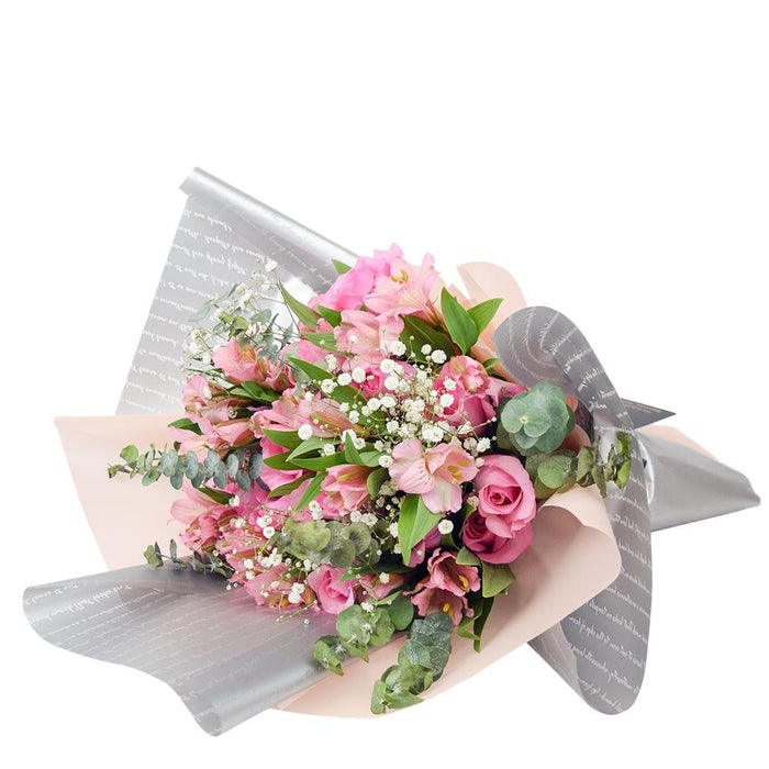 Pink Rose Mixed Bouquet with Designer Ribbon, New Jersey – the bouquet