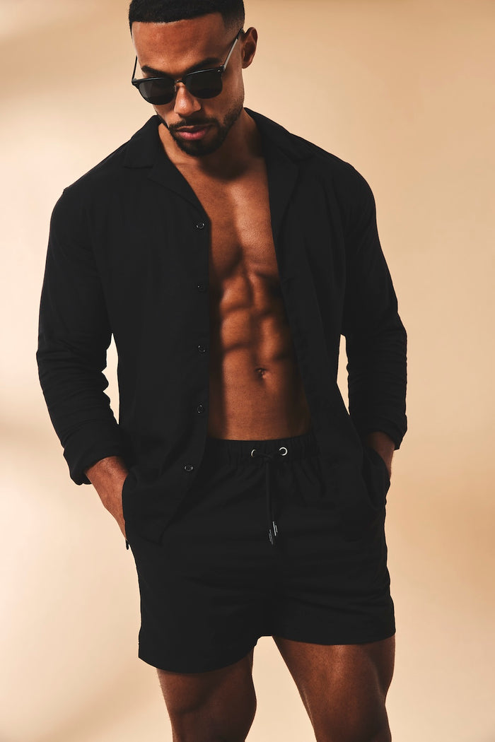 Quick Dry Plain Swim Shorts in Black - TAILORED ATHLETE - USA