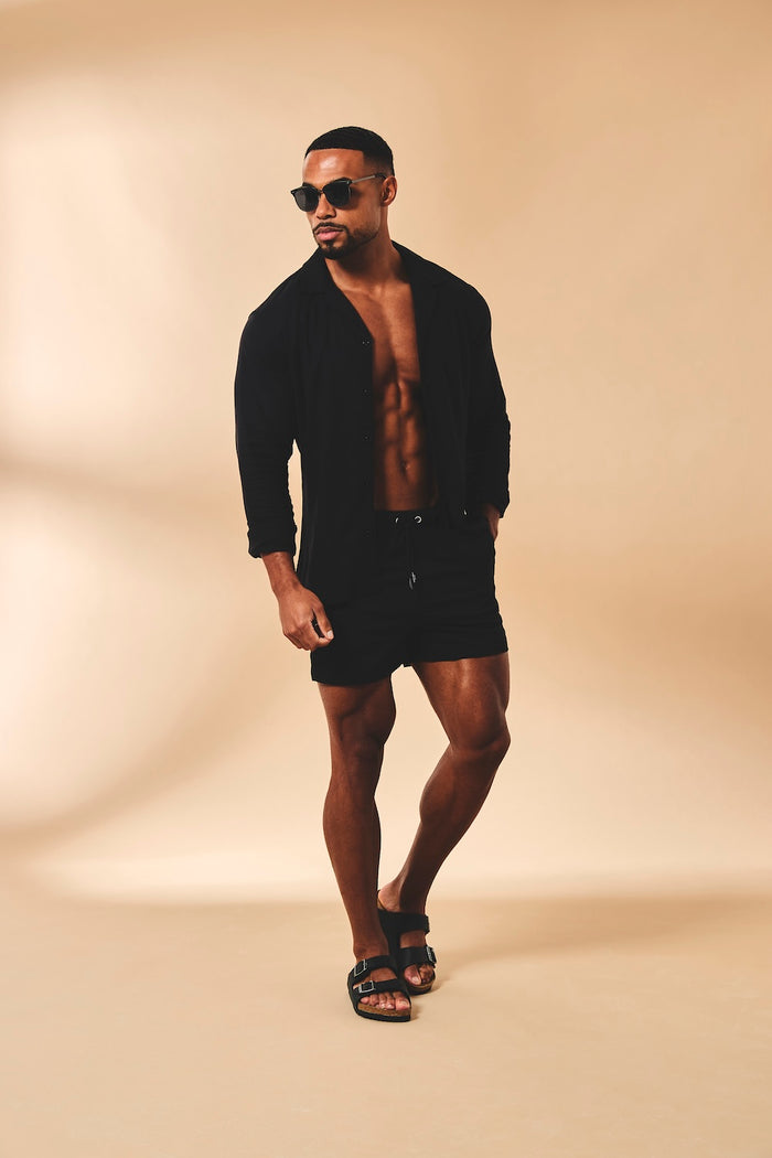 Quick Dry Plain Swim Shorts in Black - TAILORED ATHLETE - USA