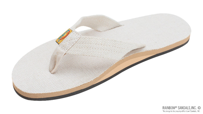 Rainbow Single Layer Hemp top and strap sandal side view