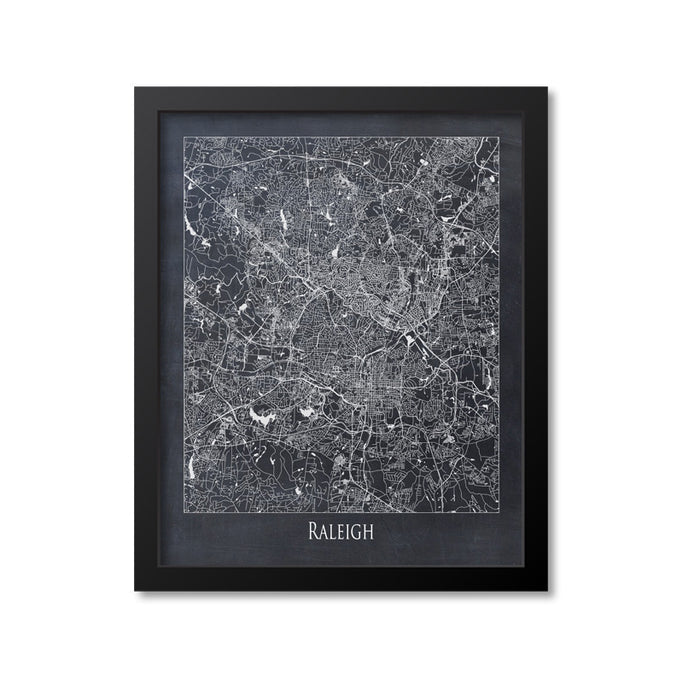 Raleigh Map Art Print, North Carolina