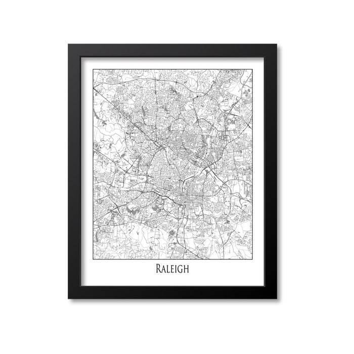 Raleigh Map Art Print, North Carolina