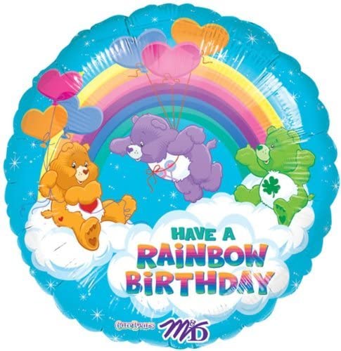 Rare Care Bears Happy Birthday 18" Blue Prismatic HAVE A RAINBOW BIRTHDAY Party Balloon CareBears Vintage