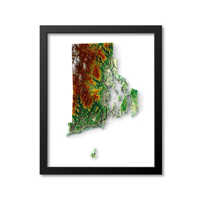 Rhode Island Elevation Map Print