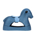 The Rock 'N Ride | Blue is a minimalist 3-in-1 ride-on toy made from smooth, waterproof EPP foam with a simple design and light blue saddle, shown against a plain white background.