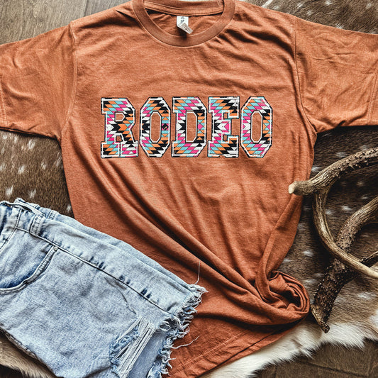 Rodeo Aztec Block Letter Graphic Tee