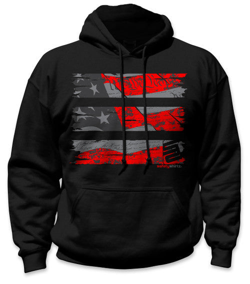 SafetyShirtz Men's Stealth Old Glory Hoodie_Black/Red Sweatshirts & Hoodies SafetyShirtz Black/Red 2XL Reg