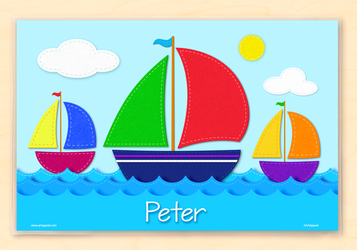 Saiboats Kids Personalized Placemat 18" x 12" with Alphabet