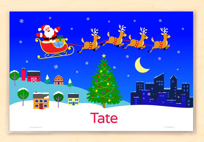 Santa's Journey Christmas Personalized Placemat 18" x 12" with Alphabet